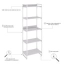 Ver imagem 5 de Estante de Livros Industrial Aço 60CMX187CM 5 Prateleiras Kuadra Branco