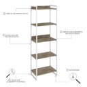 Ver imagem 5 de Estante de Livros Industrial Aço 60CMX187CM 5 Prateleiras Kuadra Marrom