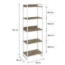 Ver imagem 4 de Estante de Livros Industrial Aço 60CMX187CM 5 Prateleiras Kuadra Marrom