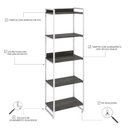 Ver imagem 5 de Estante de Livros Industrial Aço 60CMX187CM 5 Prateleiras Kuadra Marrom