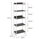 Ver imagem 4 de Estante de Livros Industrial Aço 60CMX187CM 5 Prateleiras Kuadra Marrom
