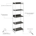 Ver imagem 5 de Estante para Livros Industrial 187cmx60cm 5 Prateleiras Kuadra