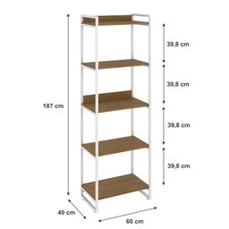 Estante para Livros Industrial 187cmx60cm 5 Prateleiras Kuadra - 4