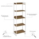 Ver imagem 5 de Estante de Livros Industrial Aço 60CMX187CM 5 Prateleiras Kuadra Marrom