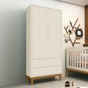 Ver imagem 3 de Guarda Roupa Infantil 2 Portas Classic Areia Fosco com Pés Amadeirado - Reller Móveis