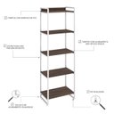 Ver imagem 5 de Estante de Livros Industrial Aço 60CMX187CM 5 Prateleiras Kuadra Marrom
