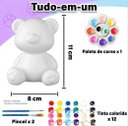 Ver imagem 3 de Luminária Ursinho Abajur LED Infantil para Pintar + Kit Pintura Tinta Guache Pincel Paleta