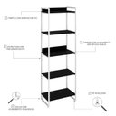 Ver imagem 5 de Estante de Livros Industrial Aço 60CMX187CM 5 Prateleiras Kuadra Preto