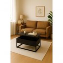 Ver imagem 1 de Mesa de Centro Baú Elevável Preto Vira Mesa de Apoio Mdf 15mm e Ferro