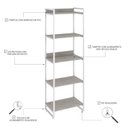Ver imagem 5 de Estante de Livros Industrial Aço 60CMX187CM 5 Prateleiras Kuadra Branco