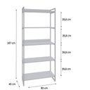 Ver imagem 4 de Estante de Livros Industrial Aço 80CMX187CM 5 Prateleiras Kuadra Branco