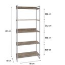 Ver imagem 4 de Estante de Livros Industrial Aço 80CMX187CM 5 Prateleiras Kuadra Marrom