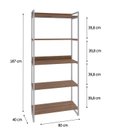Ver imagem 4 de Estante de Livros Industrial Aço 80CMX187CM 5 Prateleiras Kuadra Marrom
