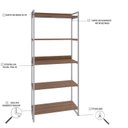Ver imagem 5 de Estante de Livros Industrial Aço 80CMX187CM 5 Prateleiras Kuadra Marrom
