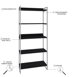 Estante para Livros Industrial 187cmx80cm 5 Prateleiras Kuadra - 5