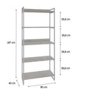 Ver imagem 4 de Estante de Livros Industrial Aço 80CMX187CM 5 Prateleiras Kuadra Branco