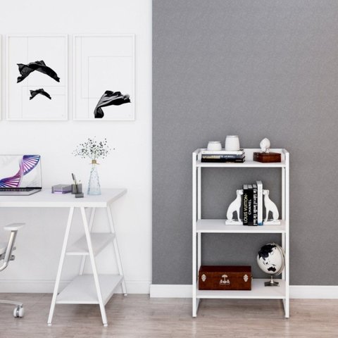 Estante de Livros Industrial Aço 60CMX104CM 3 Prateleiras Kuadra Branco