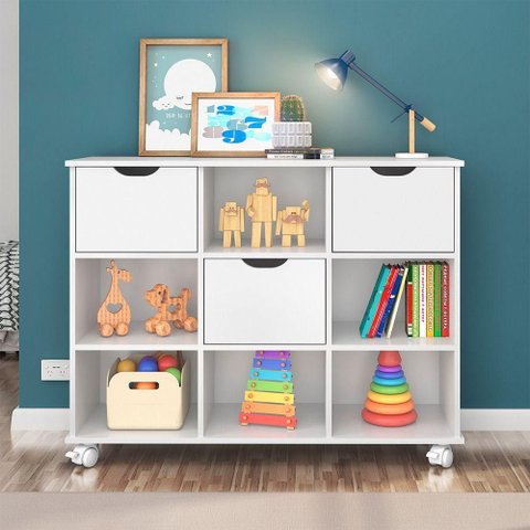 Nicho Organizador Rodizio com 3 Gavetas MDP 108cm Branco Qmovi
