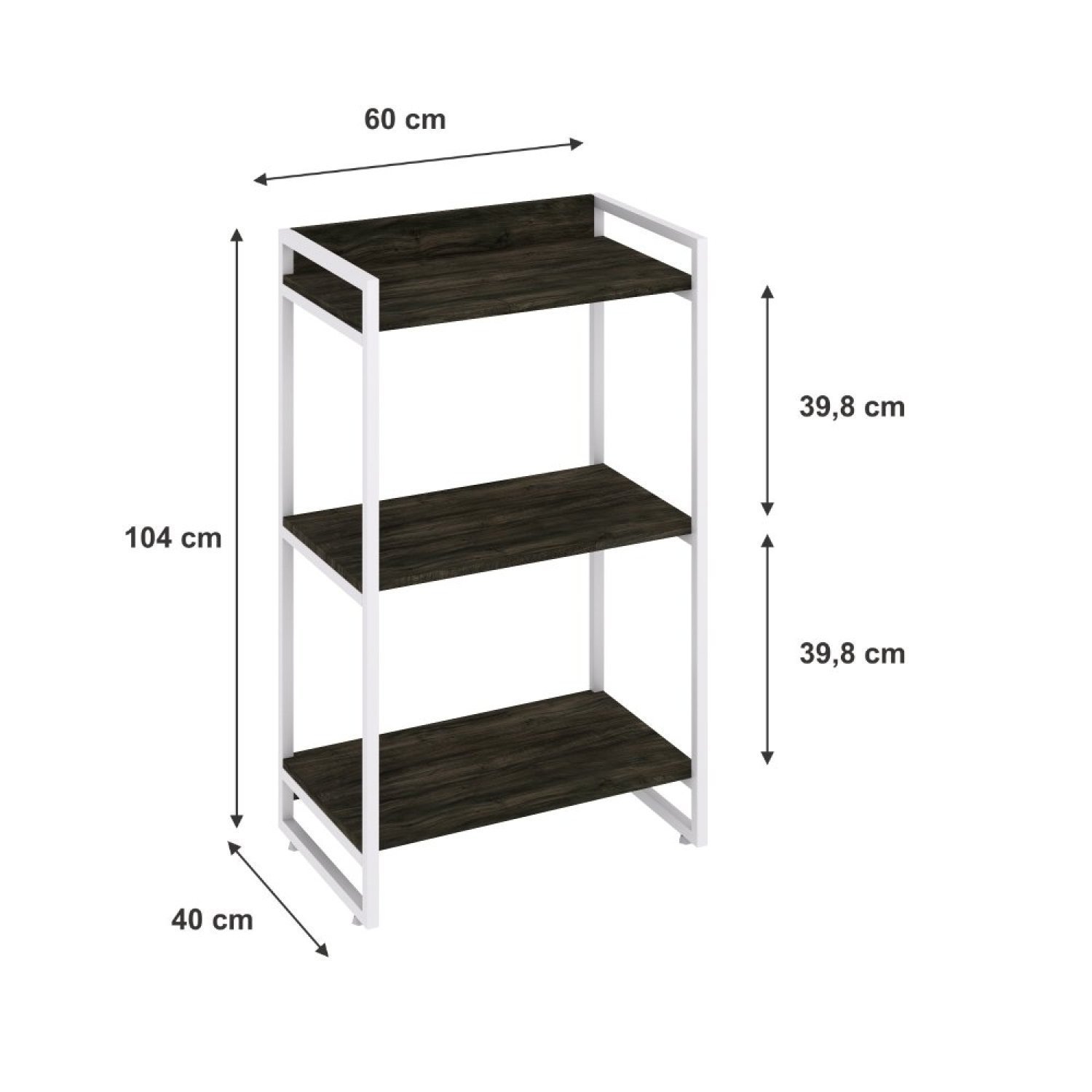 Estante para Livros Industrial 104cmx60cm 3 Prateleiras Kuadra - 4