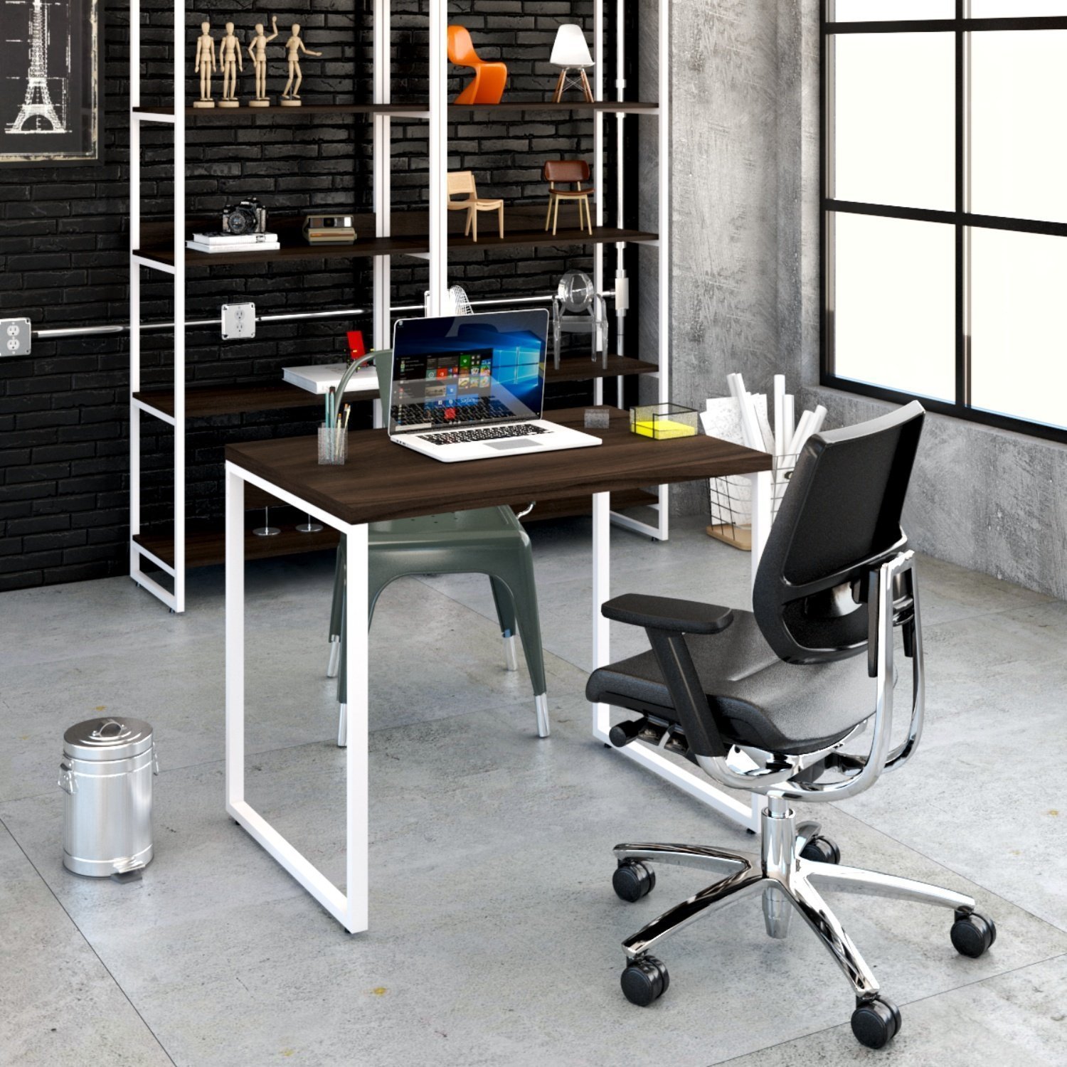 Mesa Para Escritório Office Estilo Industrial 90Cm Kuadra - 7