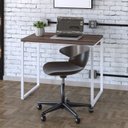 Ver imagem 1 de Escrivaninha Mesa Escritório Office Estilo Kuadra 90cm Industrial Nogal e Branco Marrom