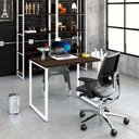 Ver imagem 7 de Escrivaninha Mesa Escritório Office Estilo Kuadra 90cm Industrial Nogal e Branco Marrom