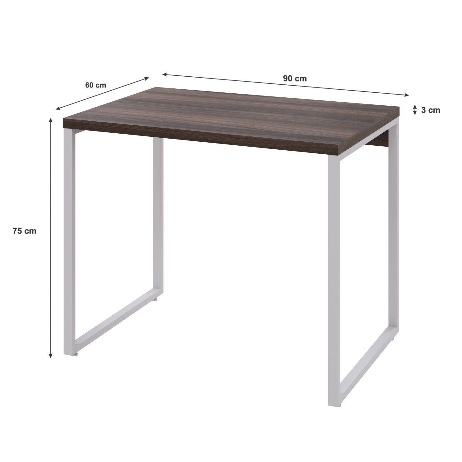 Mesa Para Escritório Office Estilo Industrial 90Cm Kuadra - 3