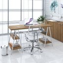 Ver imagem 6 de Escrivaninha Mesa Escritório Cavalete Estilo Kuadra 4 Prateleiras 150cm Industrial Lâmina Mel Marrom/Branca