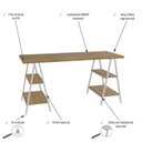 Ver imagem 5 de Escrivaninha Mesa Escritório Cavalete Estilo Kuadra 4 Prateleiras 150cm Industrial Lâmina Mel E Est,Branca