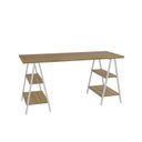 Ver imagem 2 de Escrivaninha Mesa Escritório Cavalete Estilo Kuadra 4 Prateleiras 150cm Industrial Lâmina Mel E Est,Branca