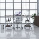 Ver imagem 1 de Escrivaninha Mesa Escritório Cavalete Estilo Kuadra 4 Prateleiras 150cm Industrial Nogal Marrom/Branca
