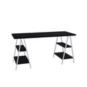 Ver imagem 2 de Escrivaninha Mesa Escritório Cavalete Estilo Kuadra 4 Prateleiras 150cm Industrial Preto Ônix Branca