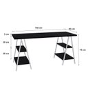 Ver imagem 3 de Escrivaninha Mesa Escritório Cavalete Estilo Kuadra 4 Prateleiras 150cm Industrial Preto Ônix Branca