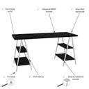 Ver imagem 5 de Escrivaninha Mesa Escritório Cavalete Estilo Kuadra 4 Prateleiras 150cm Industrial Preto Ônix Branca