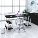 Ver imagem 6 de Escrivaninha Mesa Escritório Cavalete Estilo Kuadra 4 Prateleiras 150cm Industrial Preto Ônix Branca