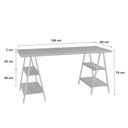 Ver imagem 3 de Escrivaninha Mesa Escritório Cavalete Estilo Kuadra 4 Prateleiras 150cm Industrial Branca