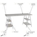 Ver imagem 5 de Escrivaninha Mesa Escritório Cavalete Estilo Kuadra 4 Prateleiras 150cm Industrial Branca