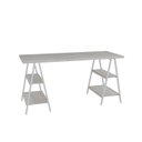 Ver imagem 2 de Escrivaninha Mesa Escritório Cavalete Estilo Kuadra 4 Prateleiras 150cm Industrial Branca