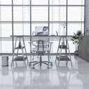 Ver imagem 1 de Escrivaninha Mesa Escritório Cavalete Estilo Kuadra 4 Prateleiras 150cm Industrial Branca