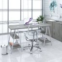 Ver imagem 6 de Escrivaninha Mesa Escritório Cavalete Estilo Kuadra 4 Prateleiras 150cm Industrial Branca