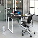 Ver imagem 7 de Escrivaninha Mesa Escritório Office Estilo Kuadra 90cm Industrial Preto Ônix e Branco Chess