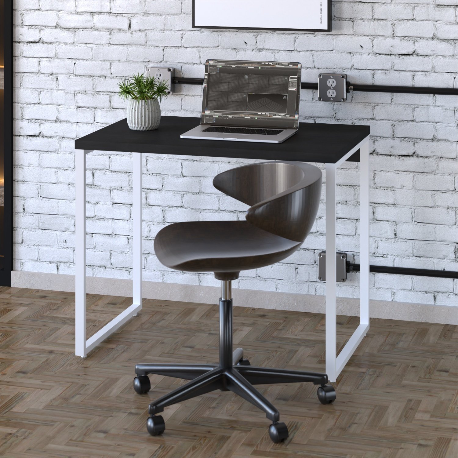 Mesa para Escritório Office Estilo Industrial 90cm Kuadra Compace