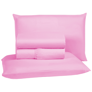 Jogo de Lençol Casal 400 Fios 4 Peças Toque Macio Aveludo 100% Micropercal:rosa