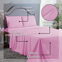 Ver imagem 5 de Jogo de Lençol Casal 400 Fios 4 Peças Toque Macio Aveludo 100% Micropercal:rosa