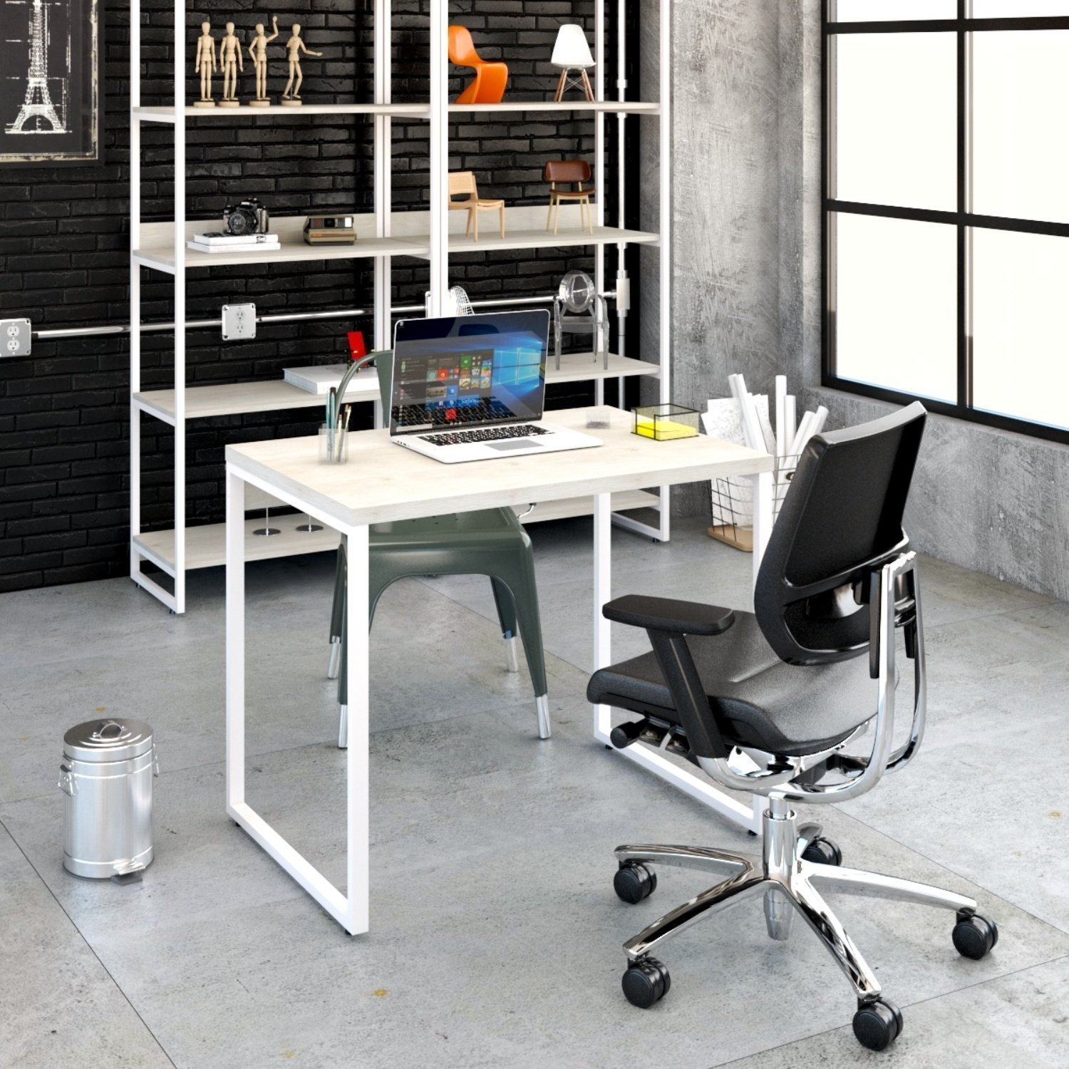 Mesa Para Escritório Office Estilo Industrial 90Cm Kuadra - 7