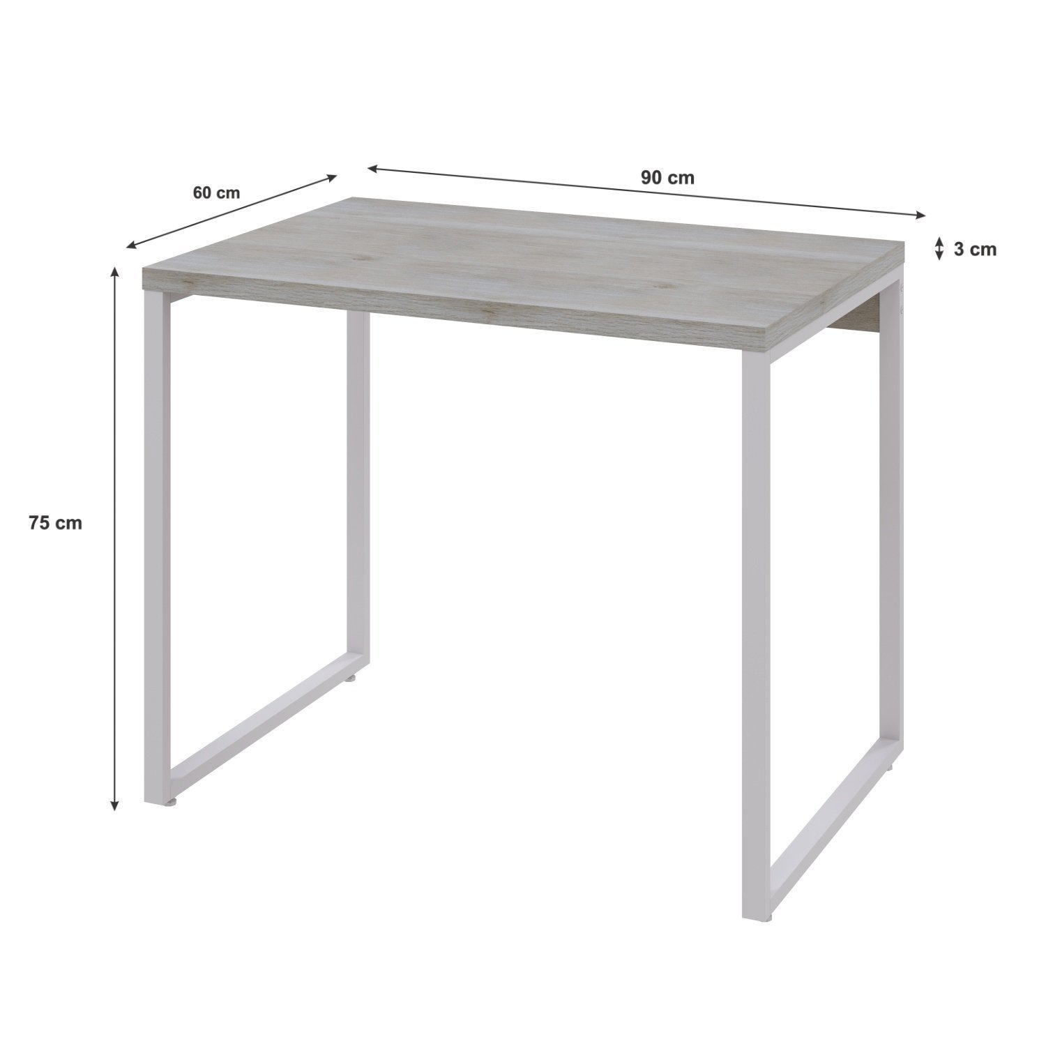Mesa Para Escritório Office Estilo Industrial 90Cm Kuadra - 3