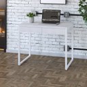 Ver imagem 7 de Escrivaninha Mesa Escritório Kuadra 2 Gavetas 90cm Industrial Branco E Branco Chess