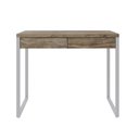 Ver imagem 2 de Escrivaninha Mesa Escritório Kuadra 2 Gavetas 90cm Industrial Carvalho e Branco Marrom
