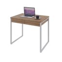 Ver imagem 4 de Escrivaninha Mesa Escritório Kuadra 2 Gavetas 90cm Industrial Lamina Mel e Branco Marrom