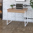 Ver imagem 7 de Escrivaninha Mesa Escritório Kuadra 2 Gavetas 90cm Industrial Lamina Mel e Branco Marrom